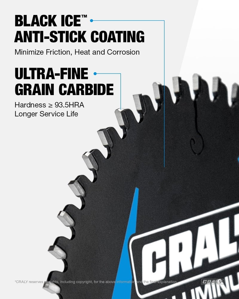 CRALY 5-1/2 Inch 50 Teeth Aluminum and Non-Ferrous Metal Cutting Circular Saw Blade, 5/8 Inch Arbor, Carbide Tipped, Thin Kerf, Black Ice™ Coating, for Thin Aluminum, Plastic, Composite(C05550AL-C) - Image 3